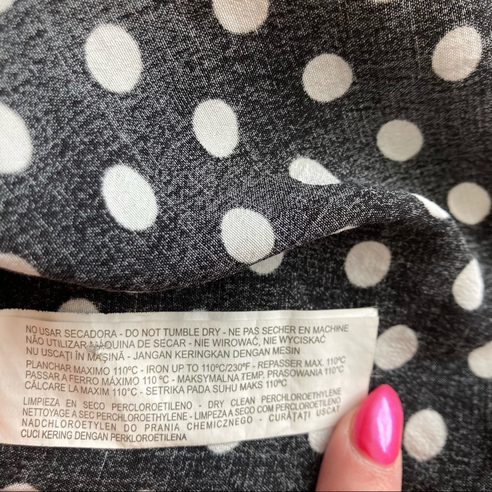 Zara Basic Collection Black with White Polka Dot Top ¾ Length Sleeves, Sz S - Picture 14 of 14